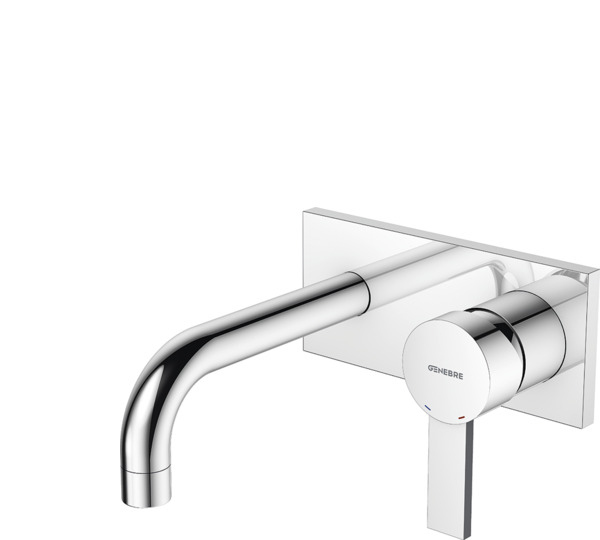 Monomando de lavabo empotrado caño 16 cm Cromado Tau 2